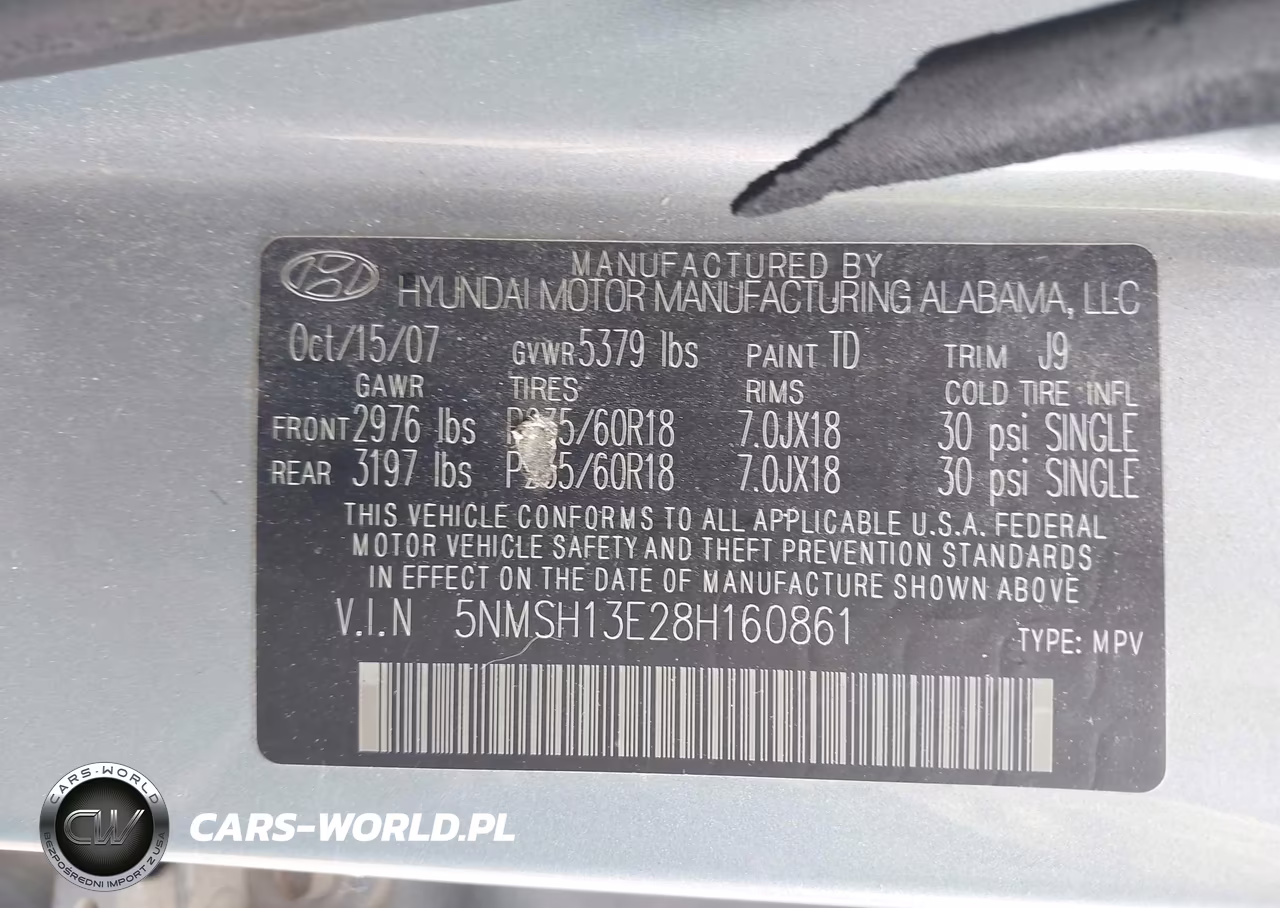 2008 Hyundai Santa Fe Limited-Se VIN:5NMSH13E28H160861 - 9