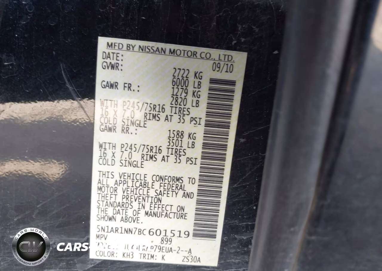 2011 Nissan Pathfinder S VIN:5N1AR1NN7BC601519 - 9