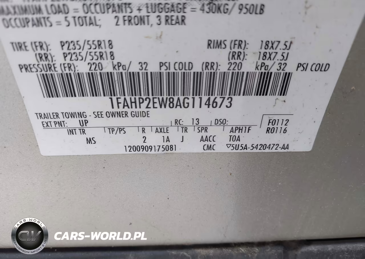 2010 Ford Taurus Sel VIN:1FAHP2EW8AG114673 - 9