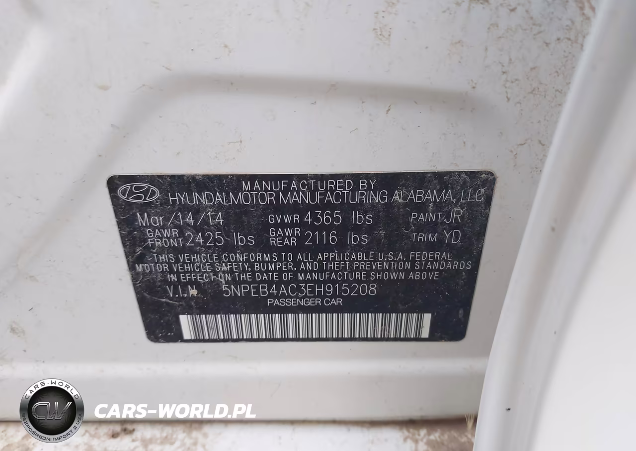 2014 Hyundai Sonata Gls VIN:5NPEB4AC3EH915208 - 9