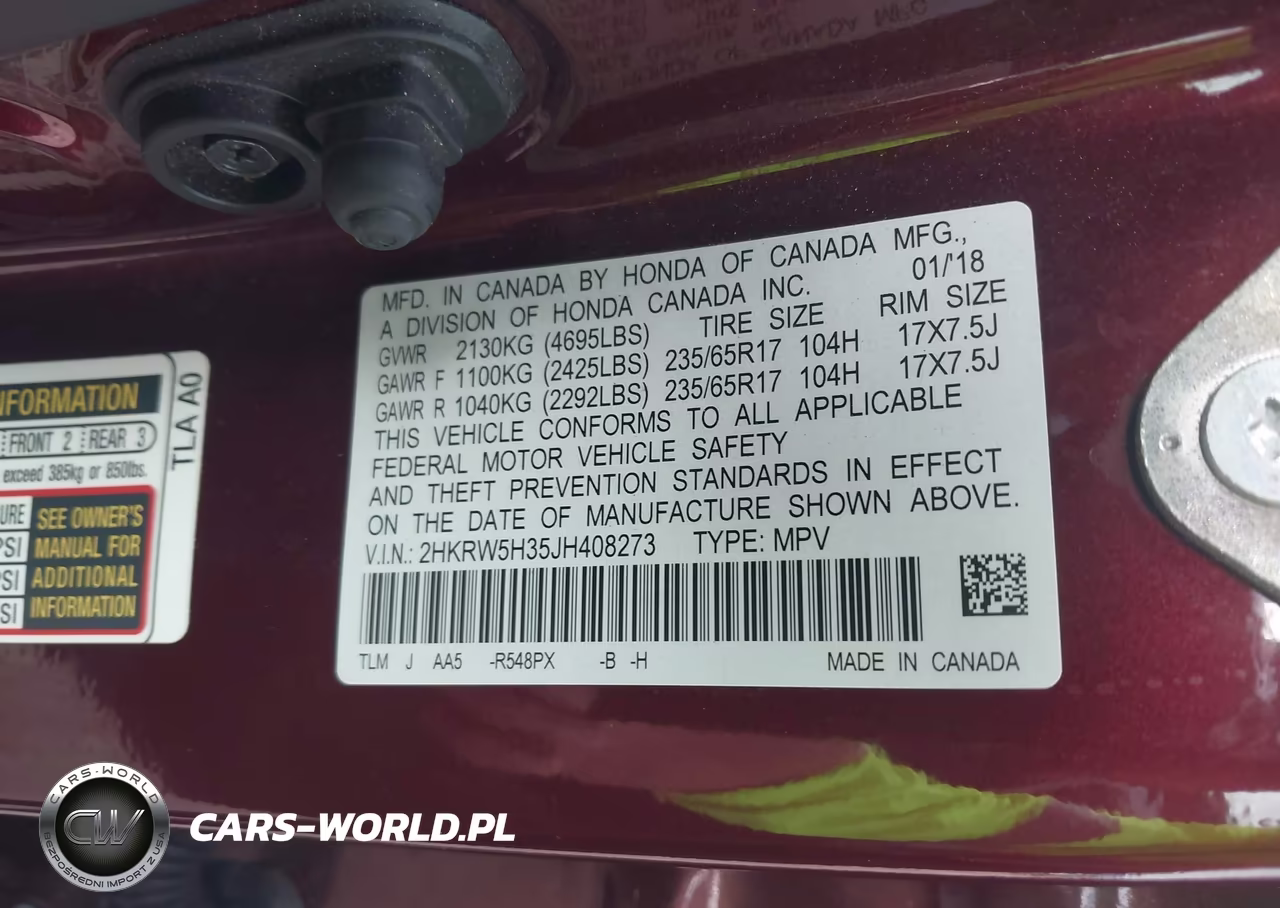 2018 Honda Cr-V Lx VIN:2HKRW5H35JH408273 - 9