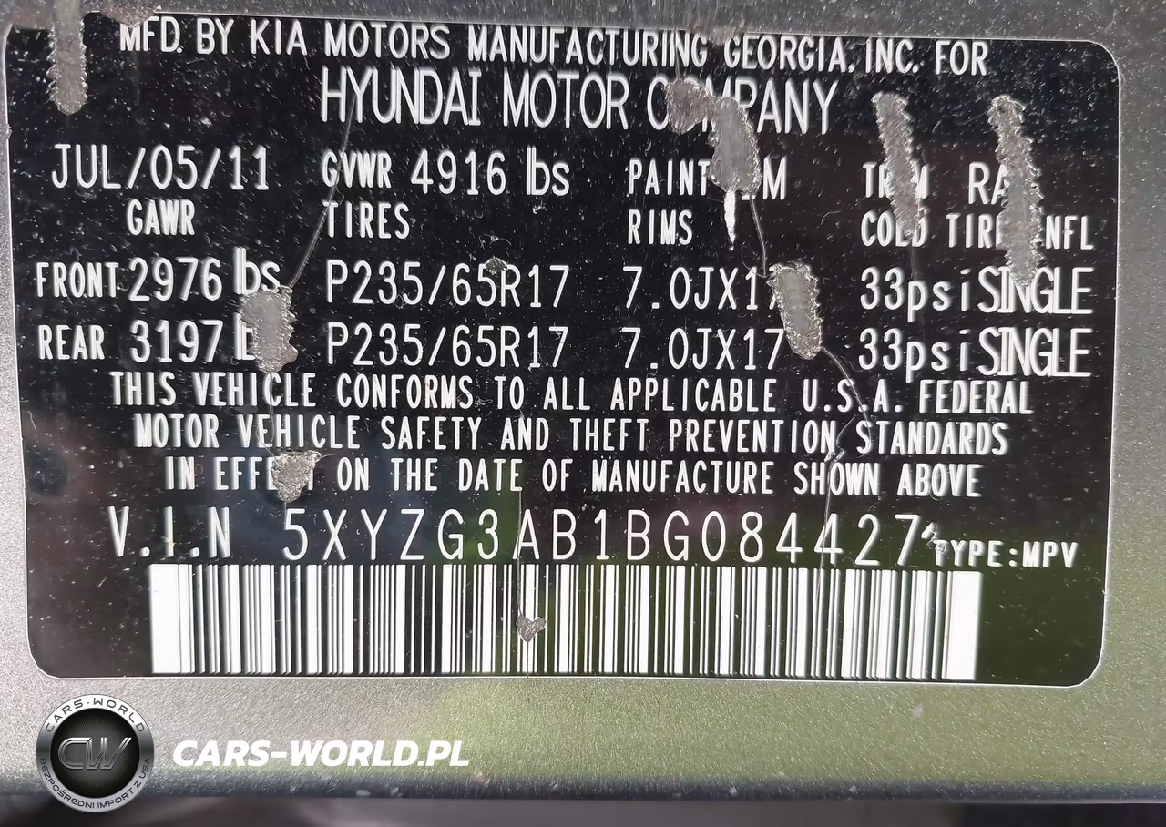 2011 Hyundai Santa Fe Gls VIN:5XYZG3AB1BG084427 - 9