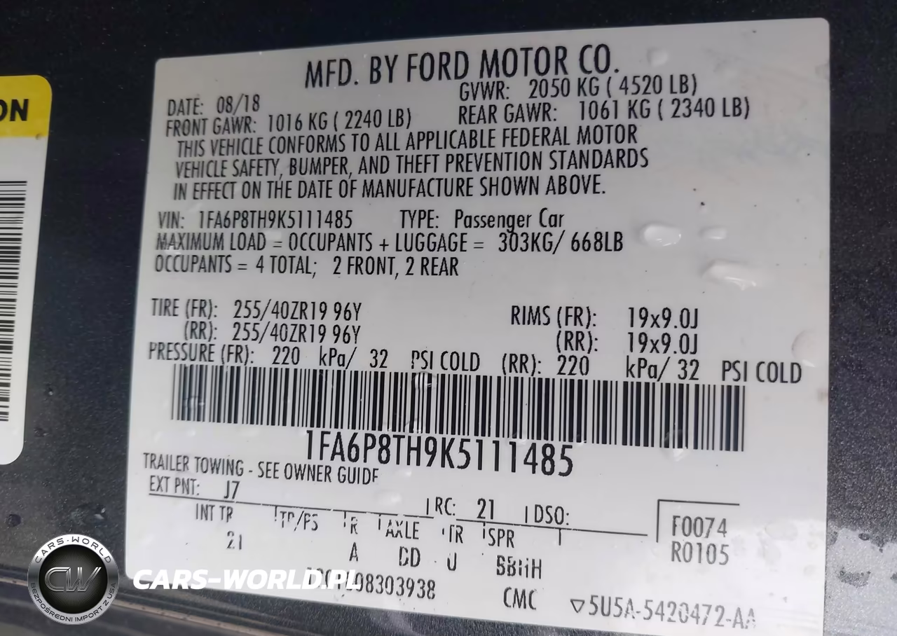 2019 Ford Mustang Ecoboost VIN:1FA6P8TH9K5111485 - 9
