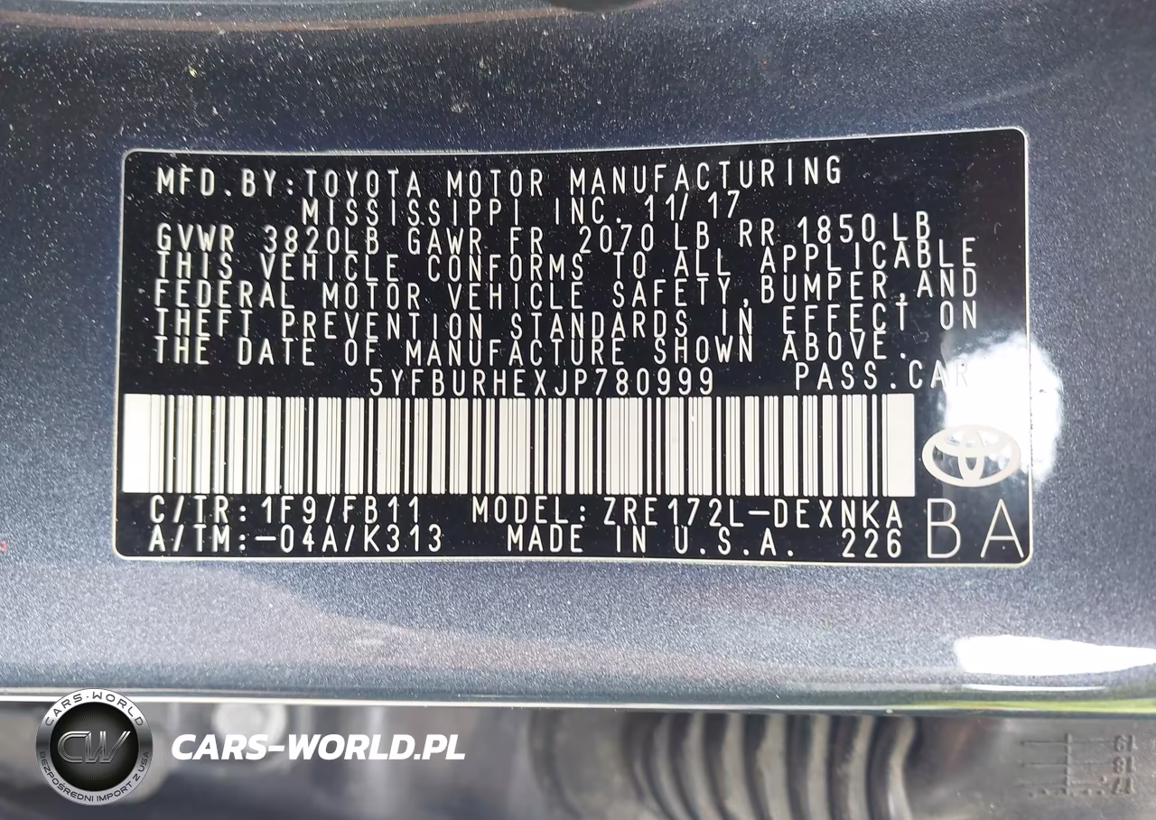 2018 Toyota Corolla Le VIN:5YFBURHEXJP780999 - 9