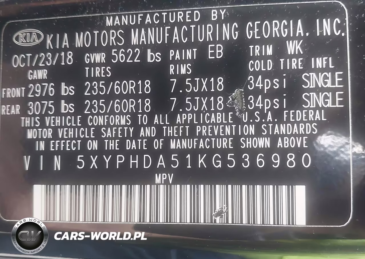 2019 Kia Sorento 3.3L Ex VIN:5XYPHDA51KG536980 - 9