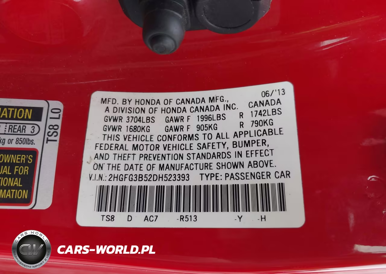 2013 Honda Civic Lx VIN:2HGFG3B52DH523393 - 9