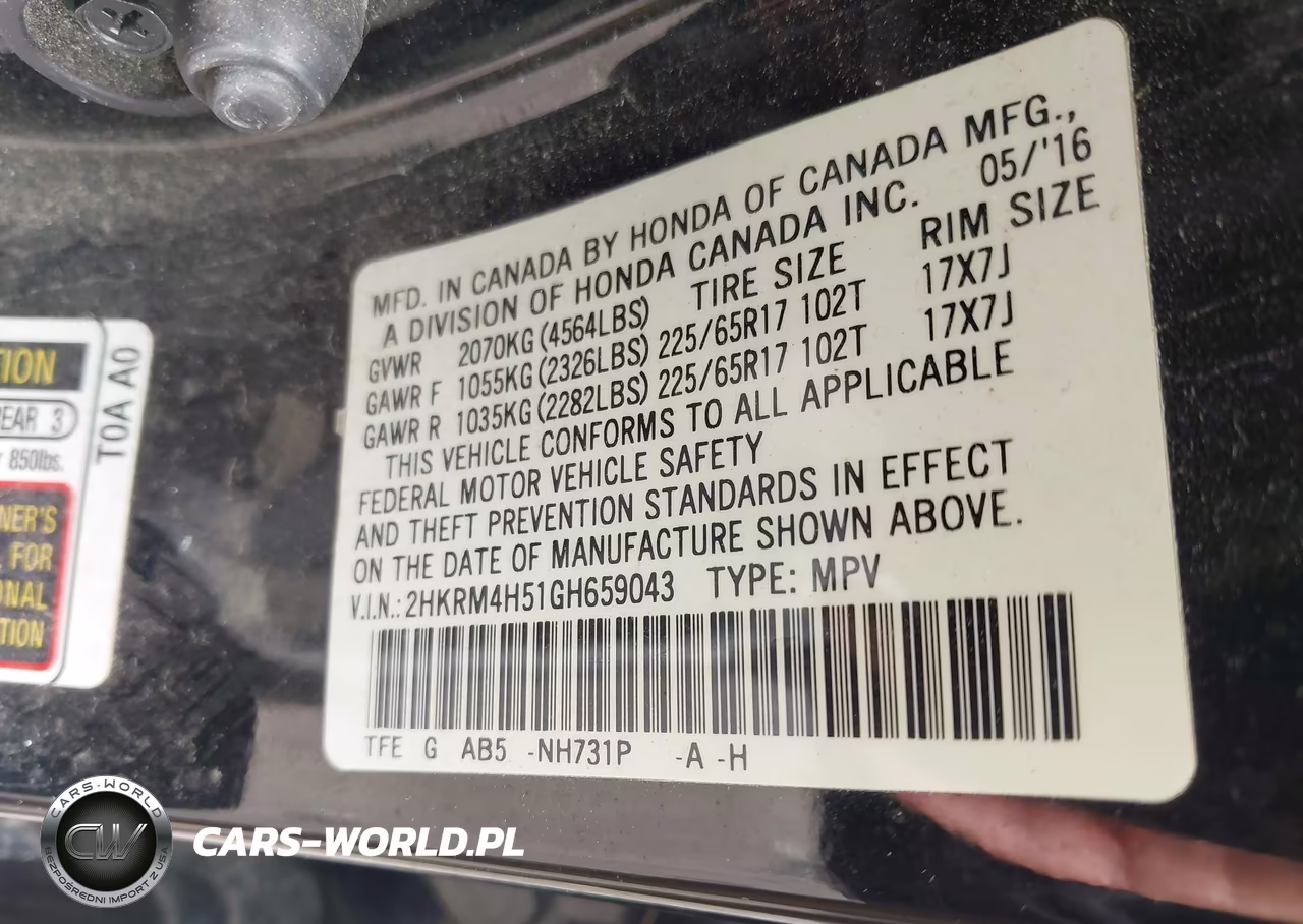 2016 Honda Cr-V Ex VIN:2HKRM4H51GH659043 - 9