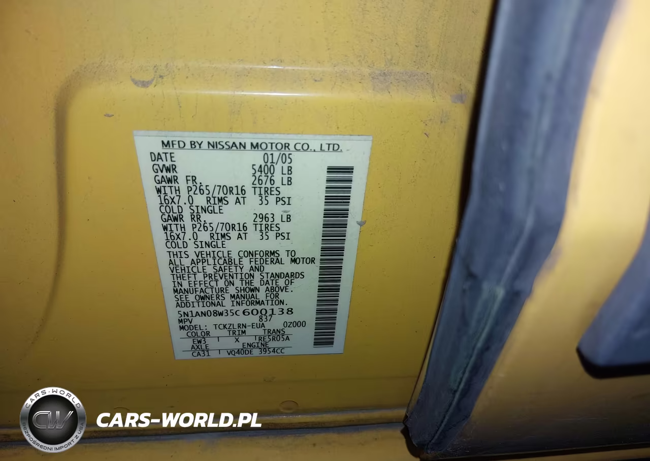 2005 Nissan Xterra S VIN:5N1AN08W35C600138 - 9