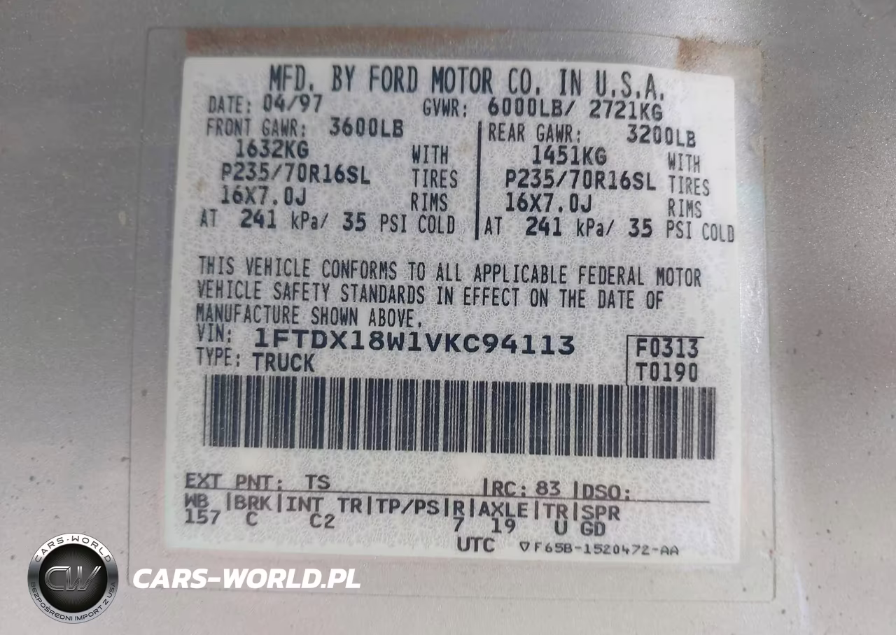 1997 Ford F-150 Lariat-Xl-Xlt VIN:1FTDX18W1VKC94113 - 9