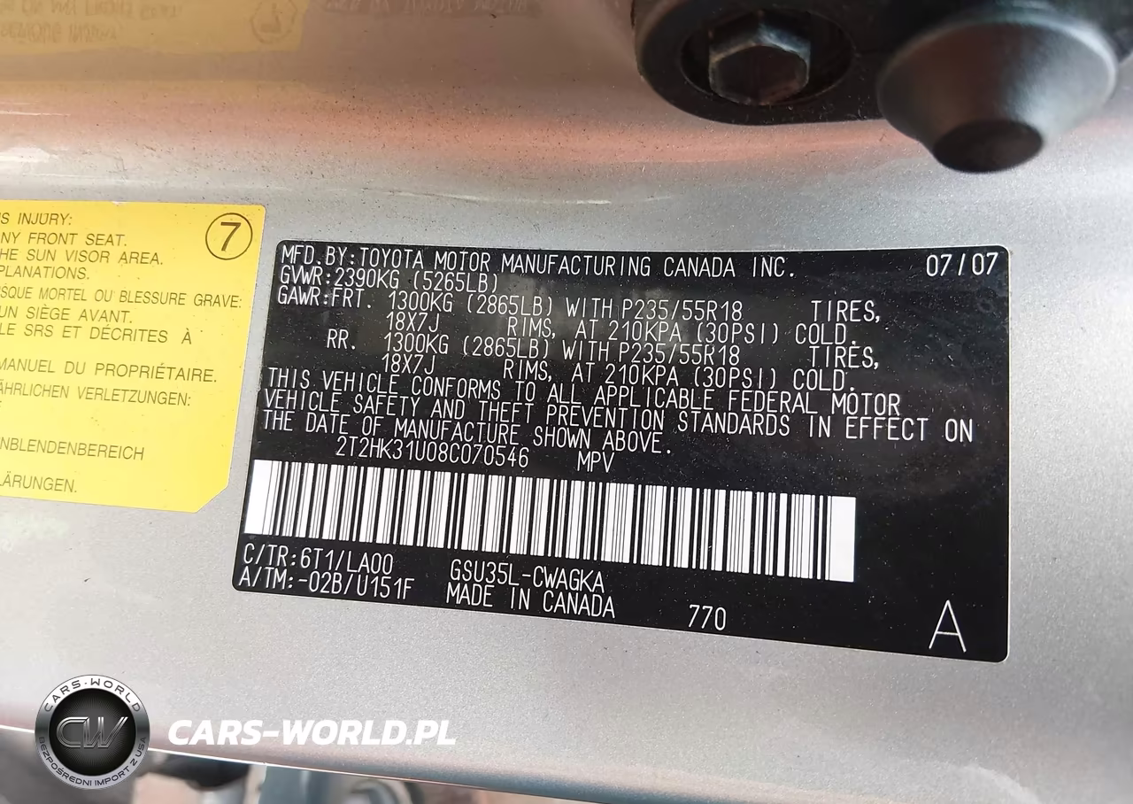 2008 Lexus Rx 350 VIN:2T2HK31U08C070546 - 9