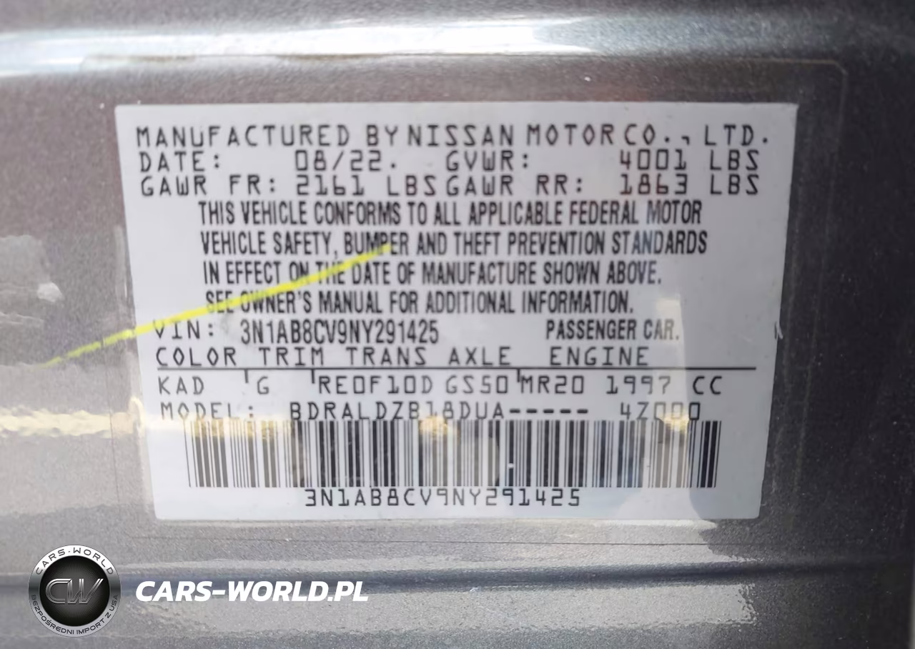 2022 Nissan Sentra Sv Xtronic Cvt VIN:3N1AB8CV9NY291425 - 9