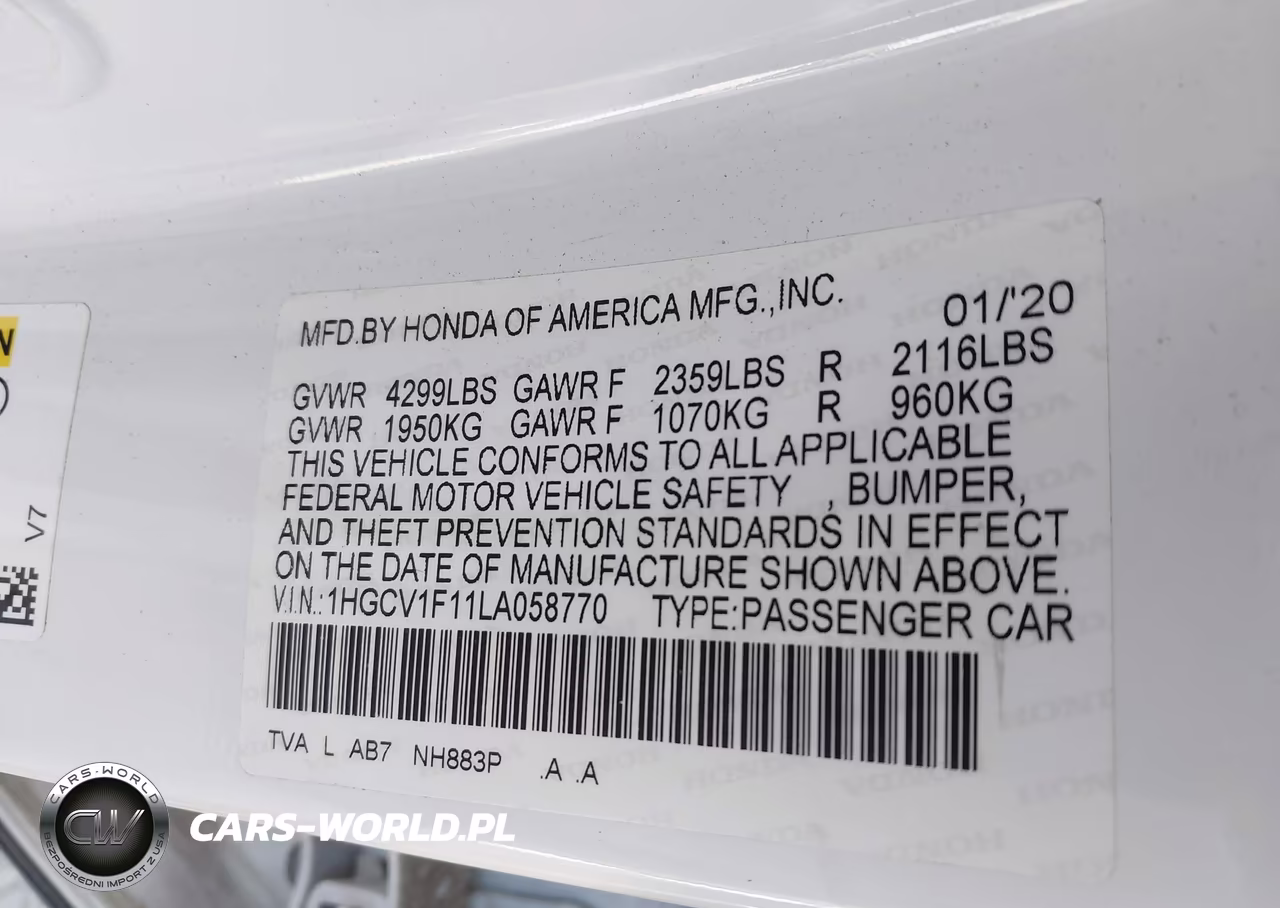 2020 Honda Accord Lx VIN:1HGCV1F11LA058770 - 9