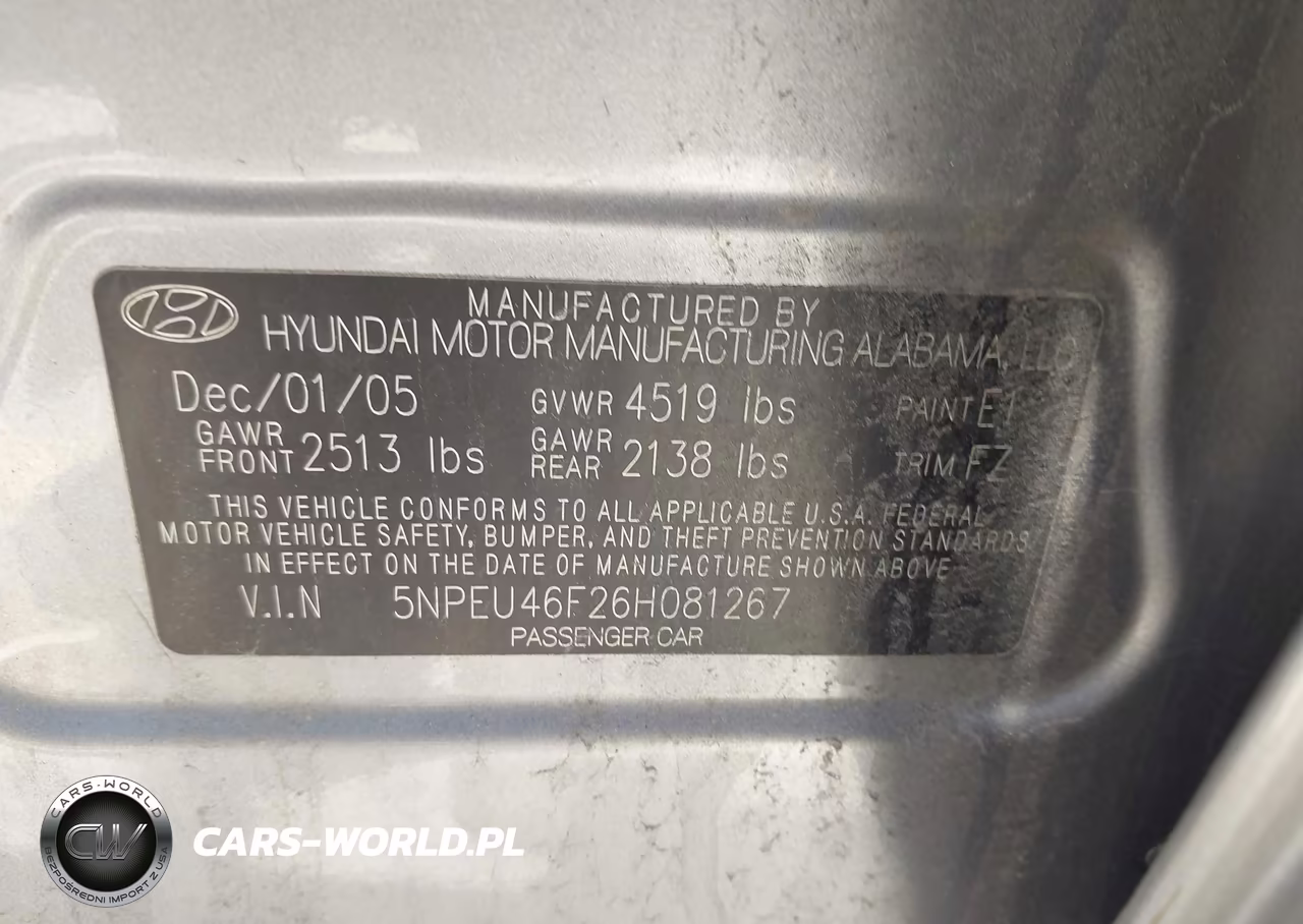 2006 Hyundai Sonata Gls V6-Lx V6 VIN:5NPEU46F26H081267 - 9