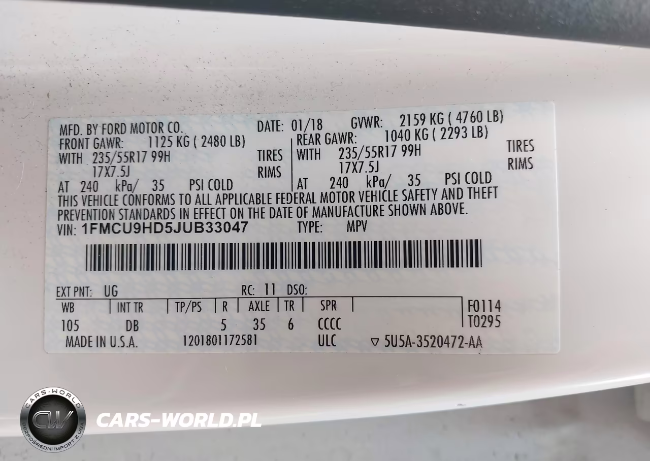2018 Ford Escape Sel VIN:1FMCU9HD5JUB33047 - 9