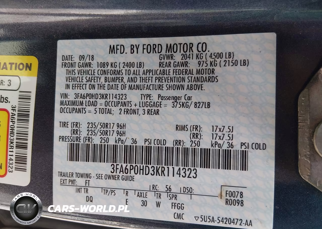 2019 Ford Fusion Se VIN:3FA6P0HD3KR114323 - 9