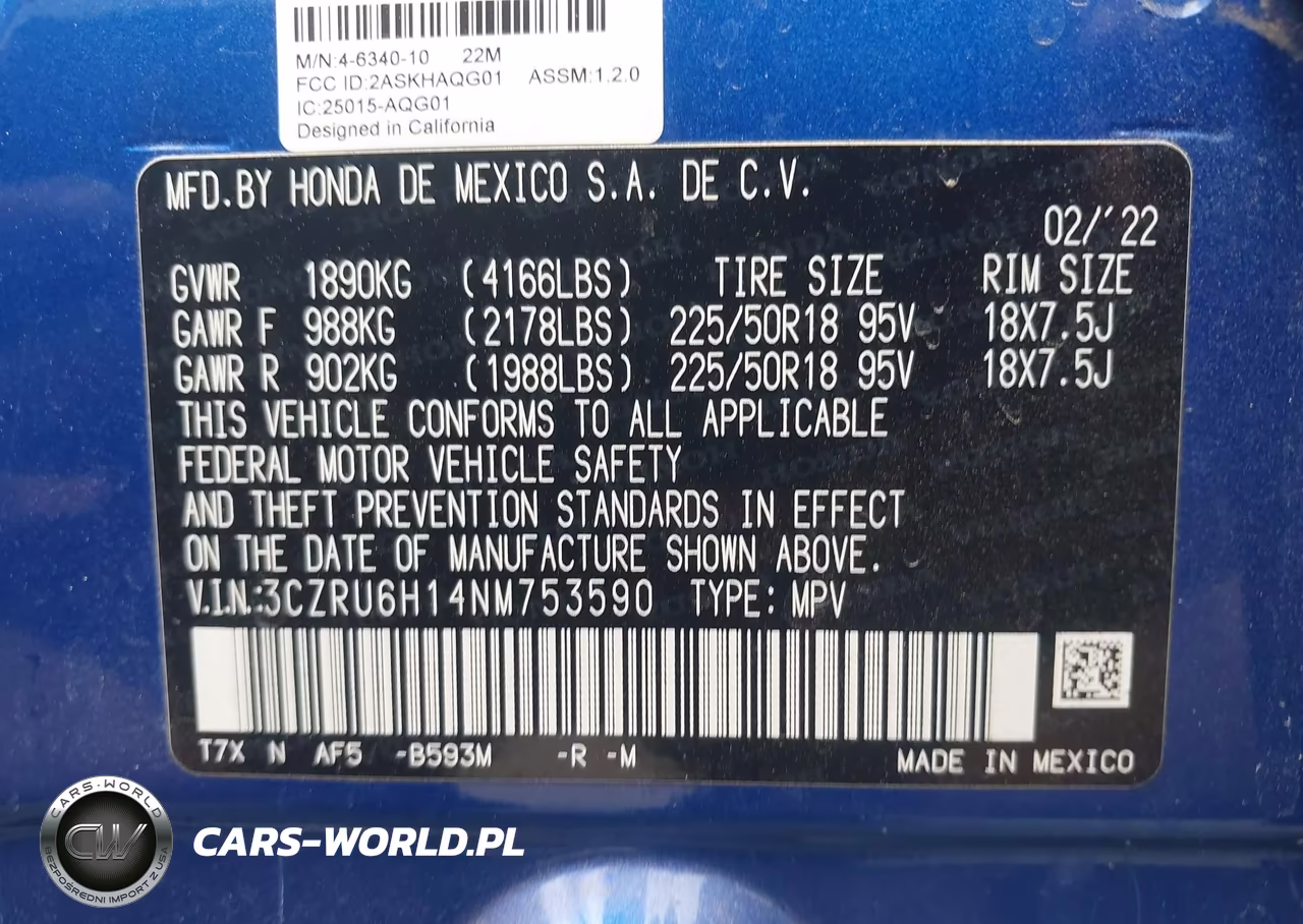 2022 Honda Hr-V Awd Sport VIN:3CZRU6H14NM753590 - 9