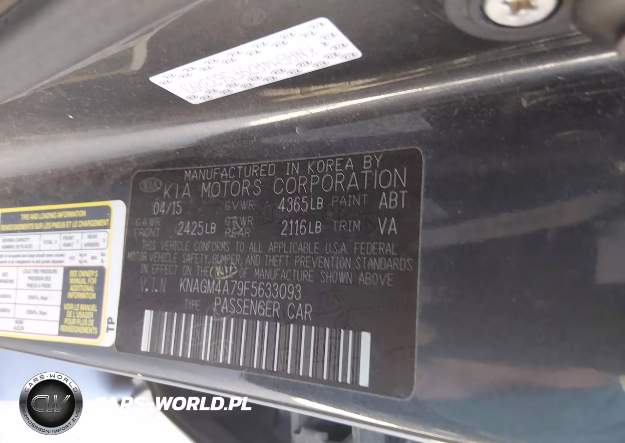 2015 Kia Optima Lx VIN:KNAGM4A79F5633093 - 6