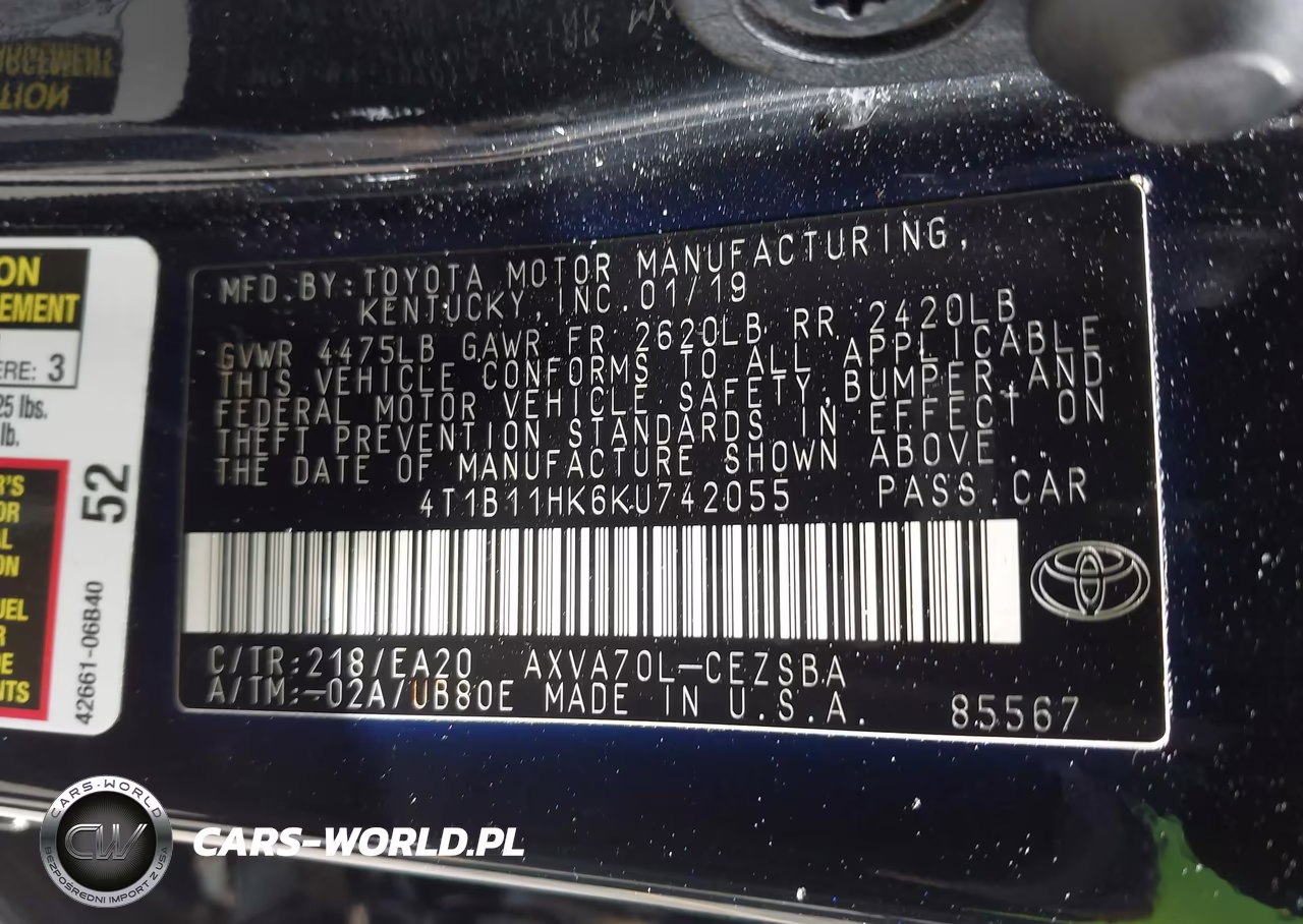 2019 Toyota Camry Se VIN:4T1B11HK6KU742055 - 9