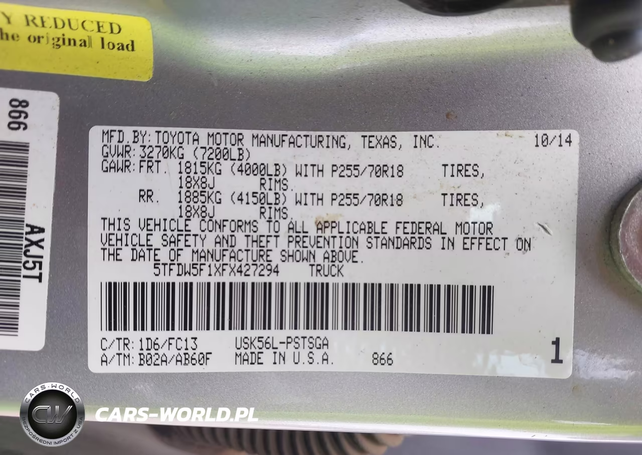2015 Toyota Tundra Sr5 5.7L V8 VIN:5TFDW5F1XFX427294 - 9
