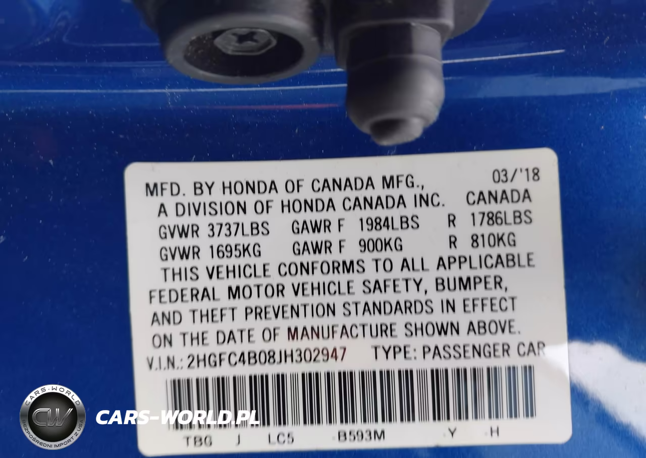 2018 Honda Civic Lx-P VIN:2HGFC4B08JH302947 - 9