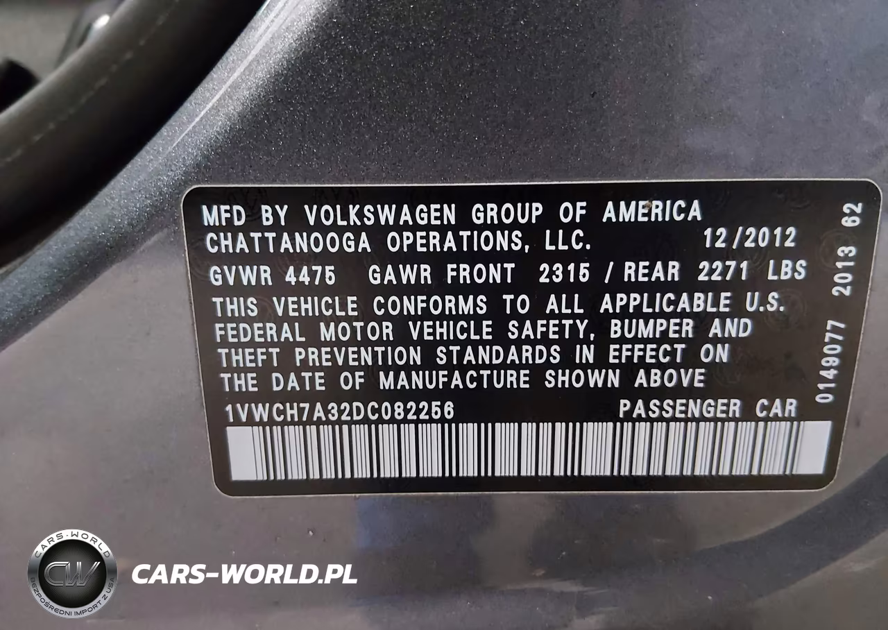 2013 Volkswagen Passat 2.5L Sel Premium VIN:1VWCH7A32DC082256 - 9