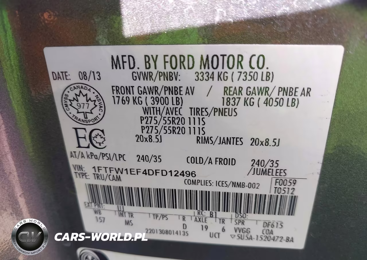 2013 Ford F-150 Xlt VIN:1FTFW1EF4DFD12496 - 9