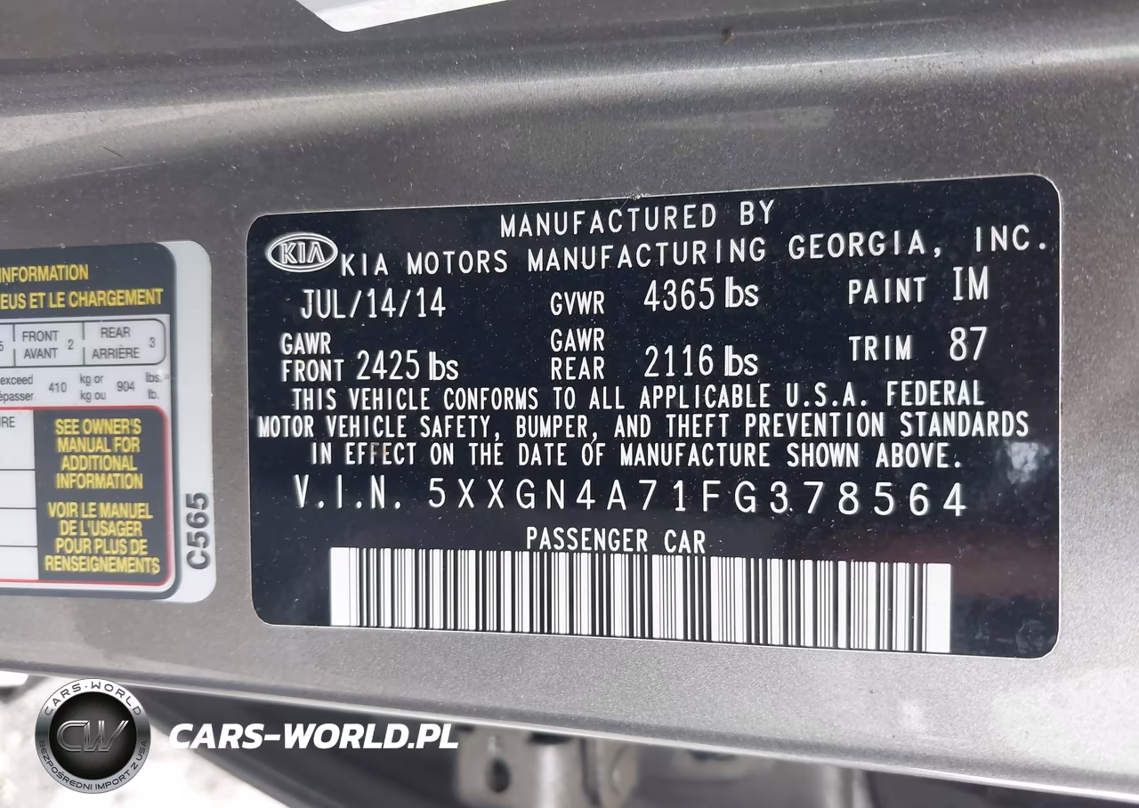 2015 Kia Optima Ex VIN:5XXGN4A71FG378564 - 9
