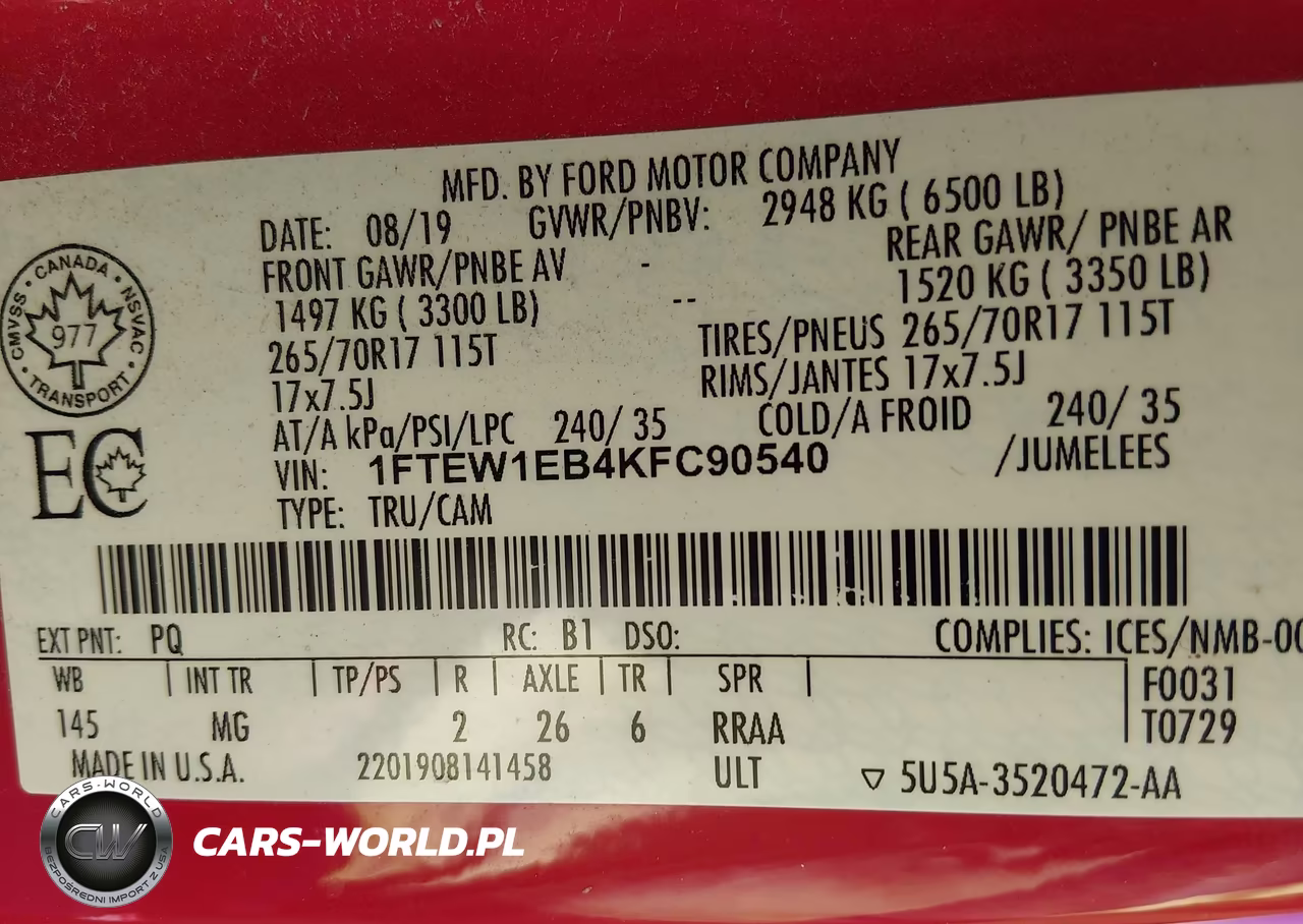 2019 Ford F-150 Xlt VIN:1FTEW1EB4KFC90540 - 9