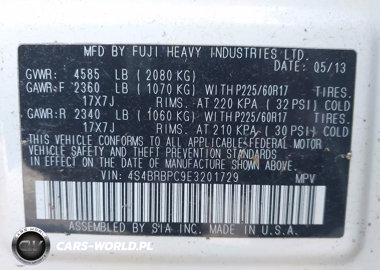 2014 Subaru Outback 2.5I Limited VIN:4S4BRBPC9E3201729 - 9