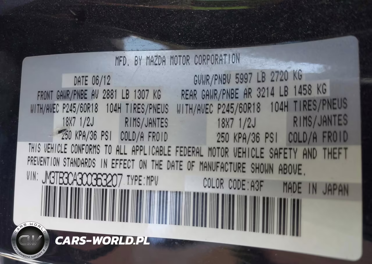 2012 Mazda Cx-9 Touring VIN:JM3TB3CA3C0363207 - 9