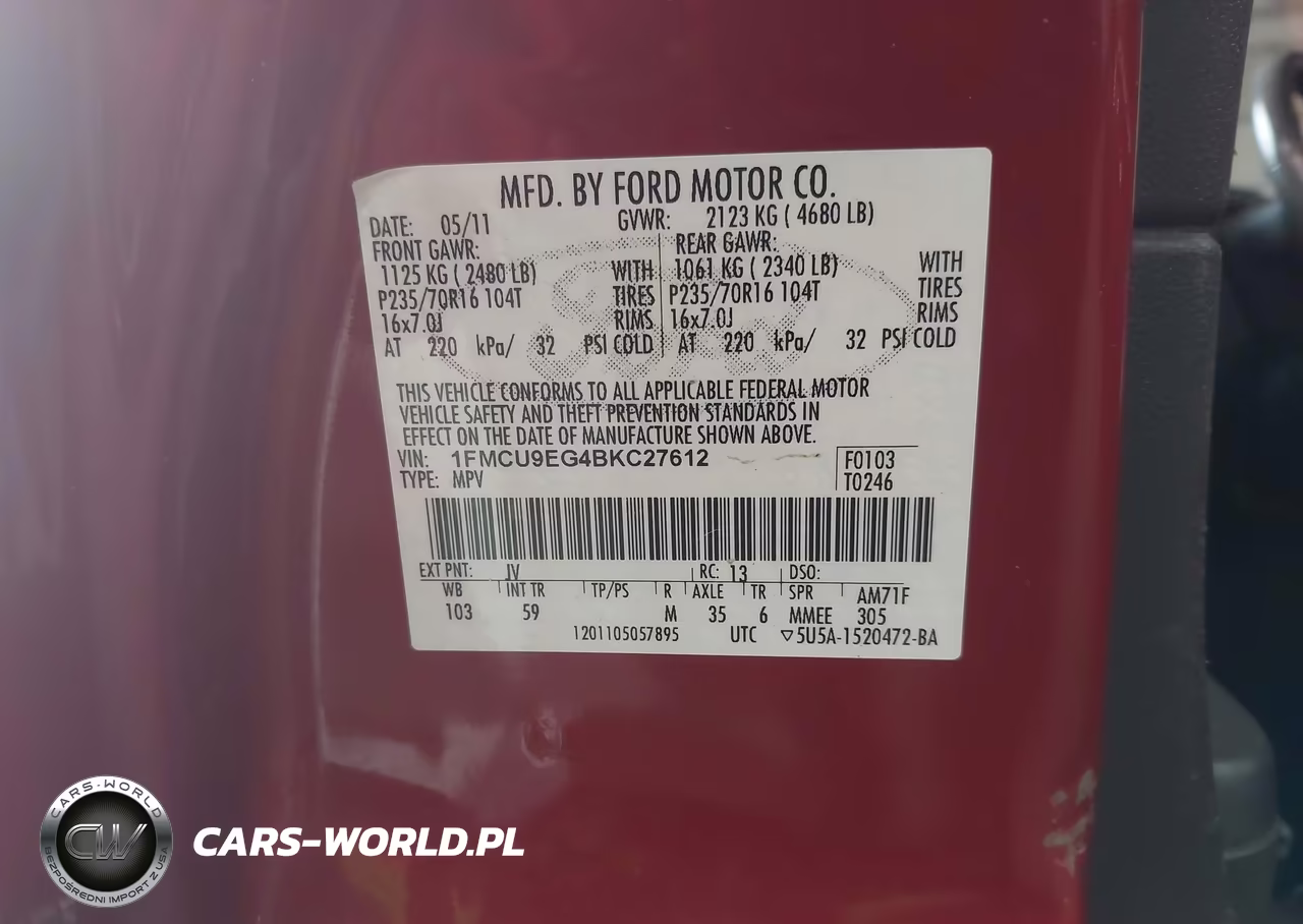 2011 Ford Escape Limited VIN:1FMCU9EG4BKC27612 - 9