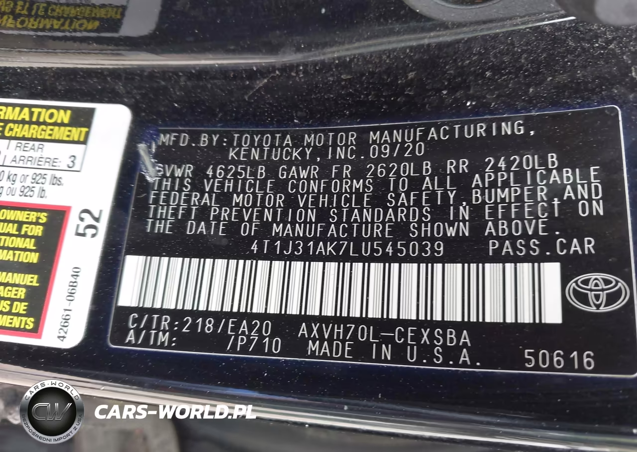 2020 Toyota Camry Se Hybrid VIN:4T1J31AK7LU545039 - 9