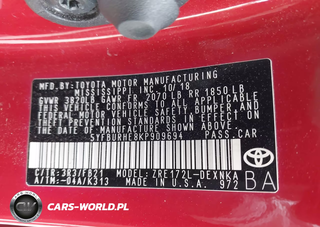 2019 Toyota Corolla Le VIN:5YFBURHE8KP909694 - 9