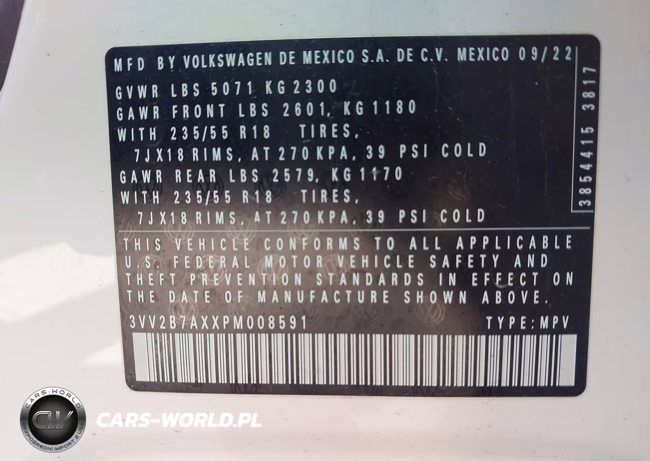 2023 Volkswagen Tiguan 2.0T Se VIN:3VV2B7AXXPM008591 - 9