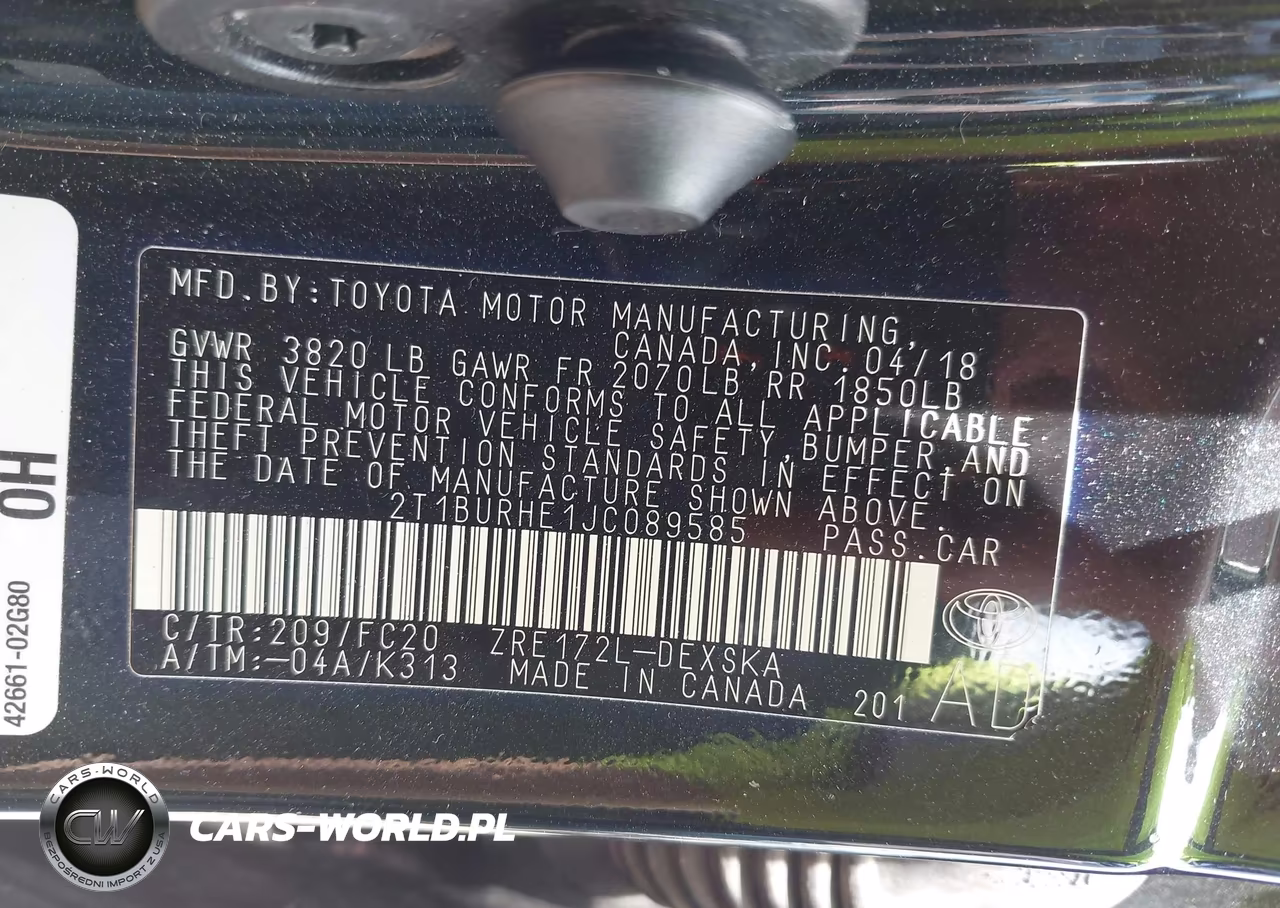 2018 Toyota Corolla Se VIN:2T1BURHE1JC089585 - 9