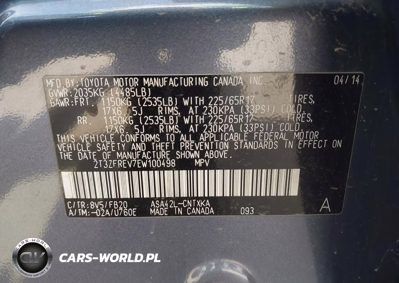 2014 Toyota Rav4 Le VIN:2T3ZFREV7EW100498 - 7
