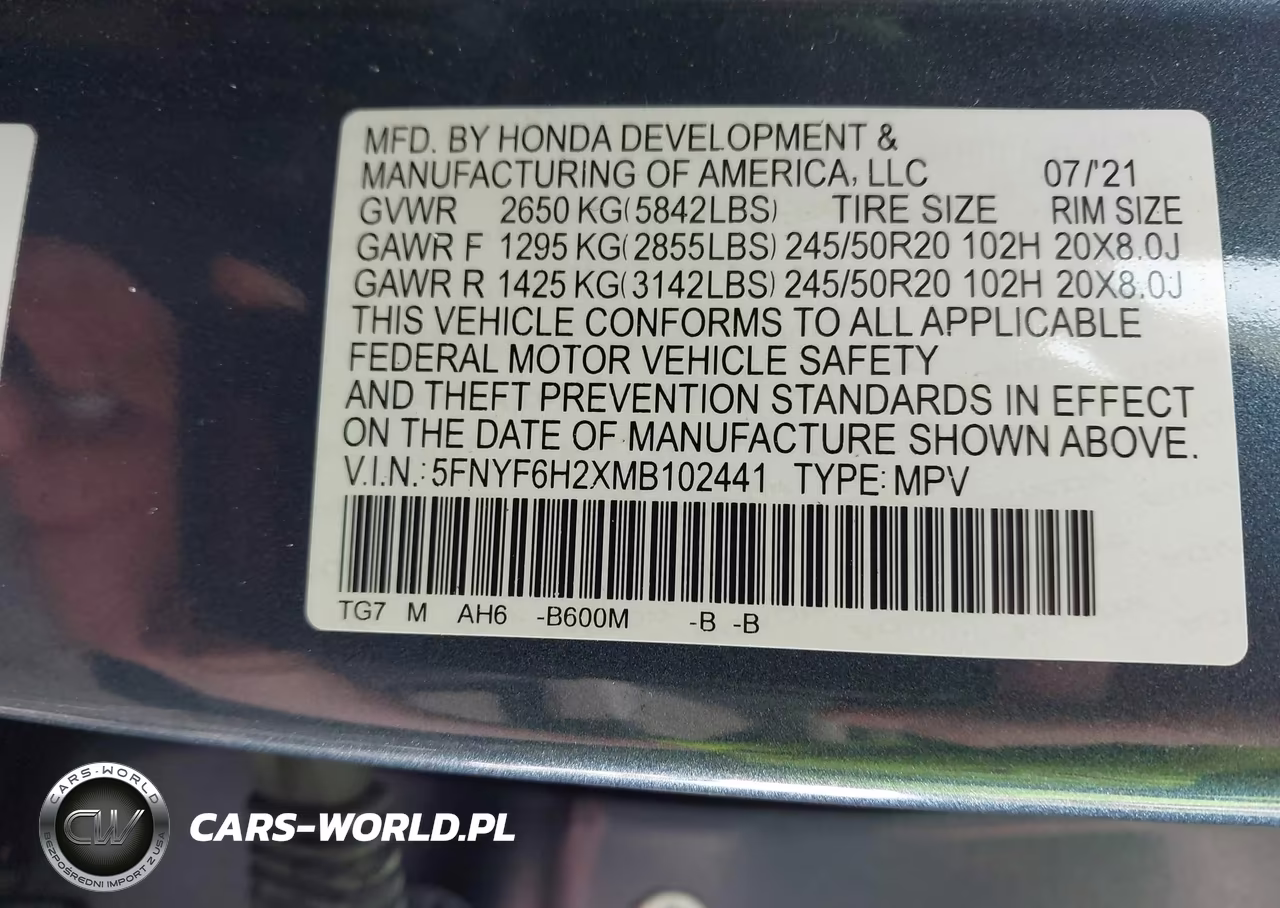 2021 Honda Pilot Awd Special Edition VIN:5FNYF6H2XMB102441 - 9