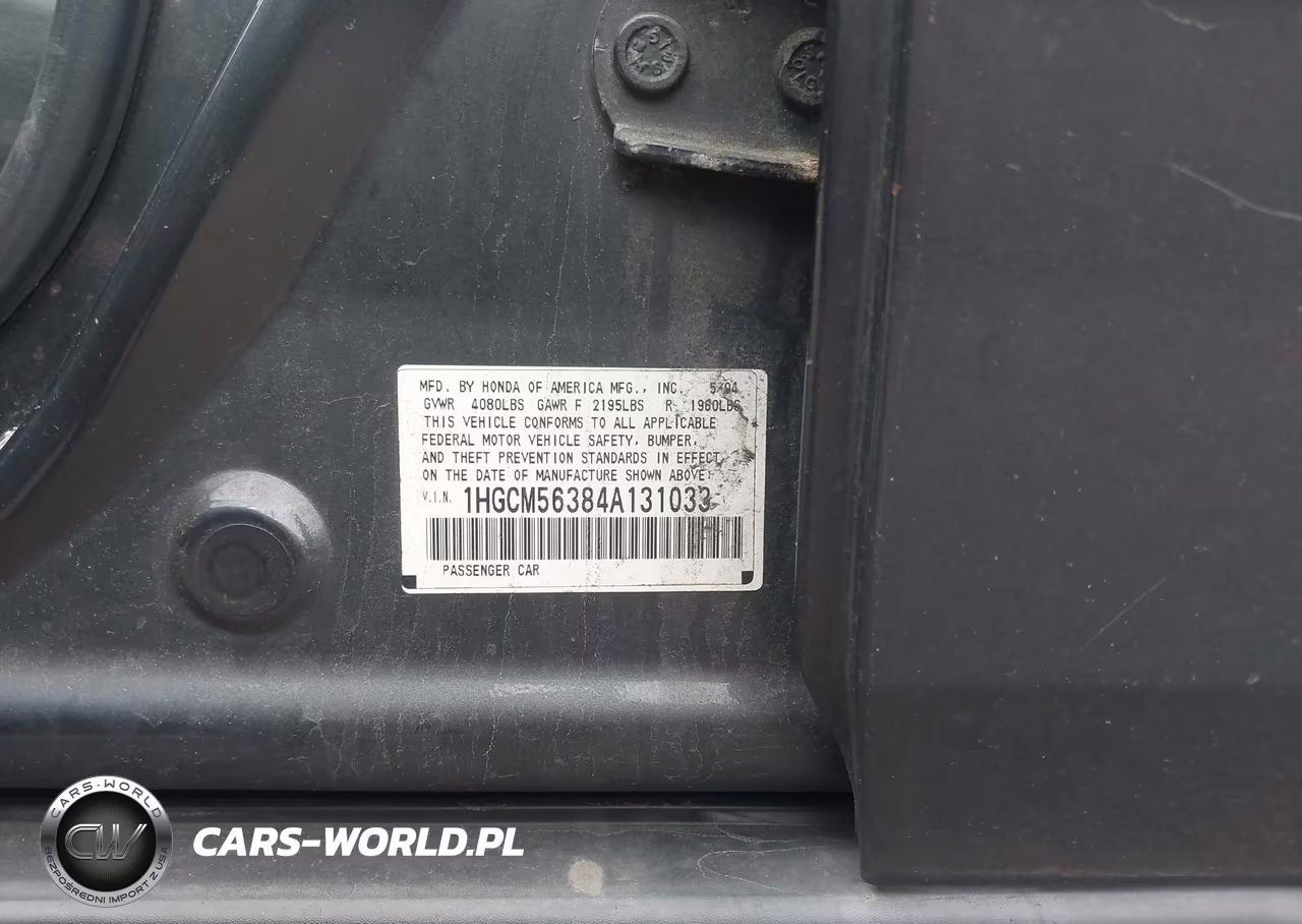 2004 Honda Accord 2.4 Lx VIN:1HGCM56384A131033 - 9