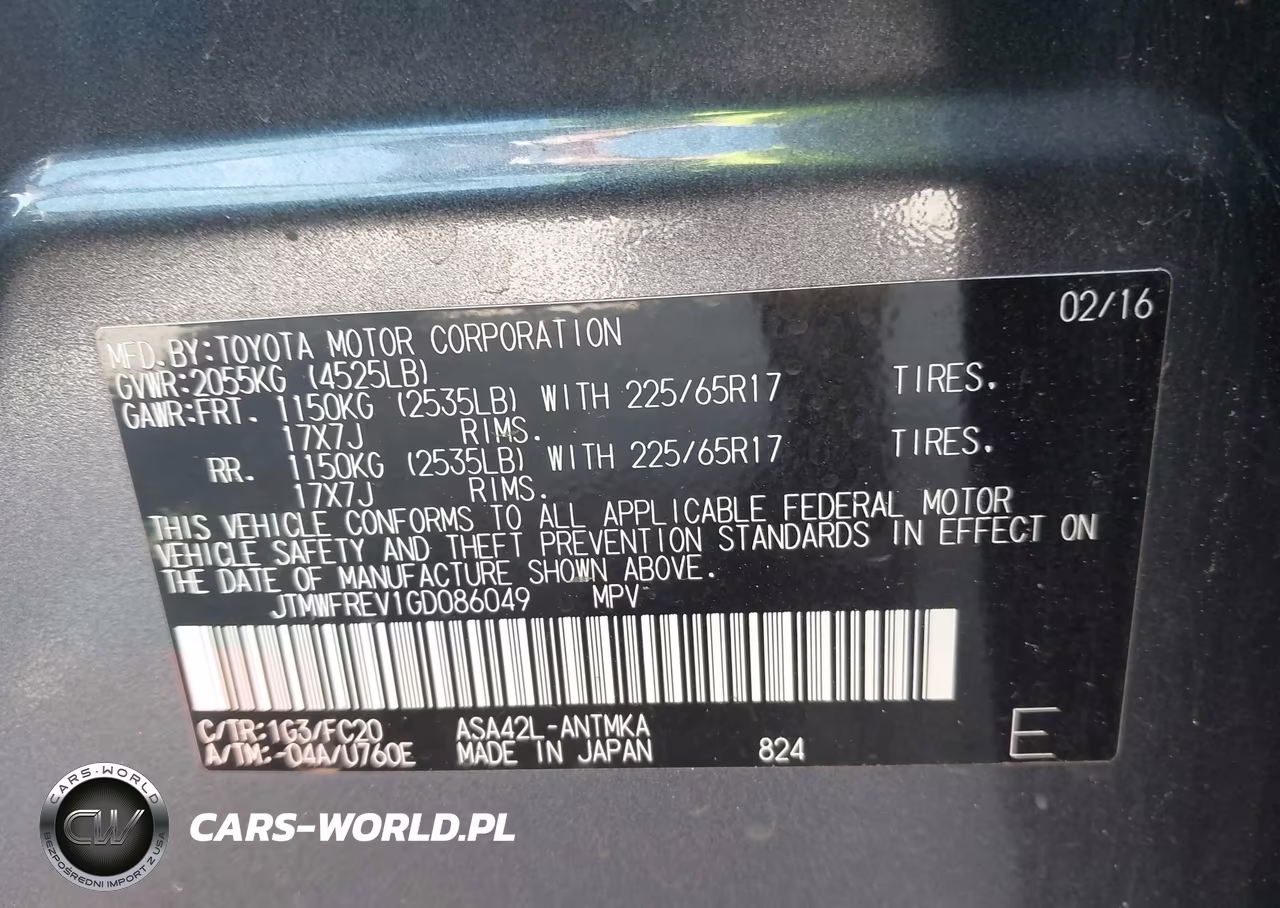 2016 Toyota Rav4 Xle VIN:JTMWFREV1GD086049 - 9