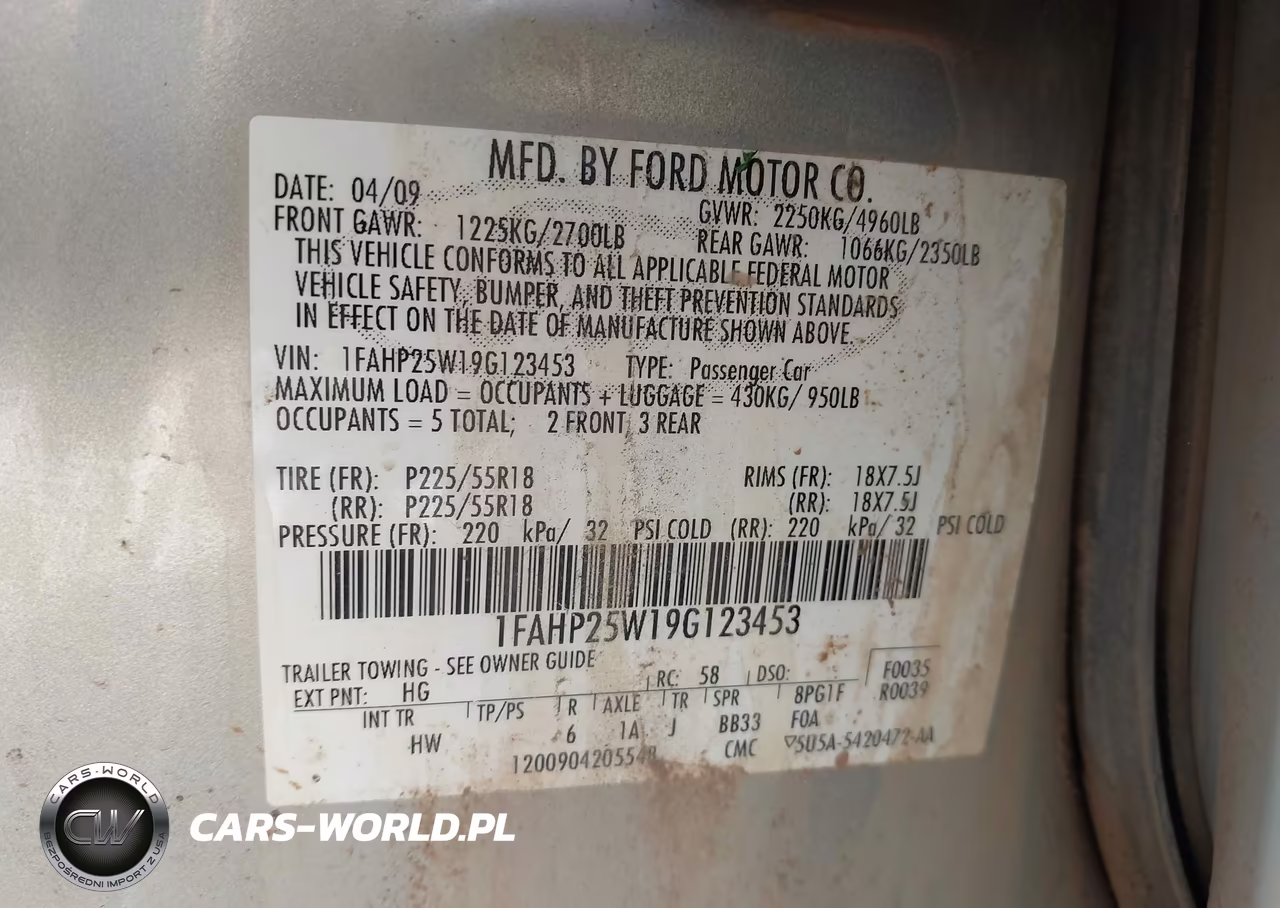 2009 Ford Taurus Limited VIN:1FAHP25W19G123453 - 9