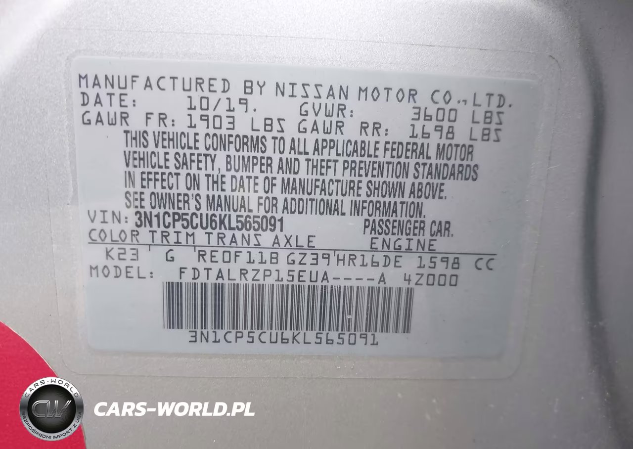 2019 Nissan Kicks S VIN:3N1CP5CU6KL565091 - 9