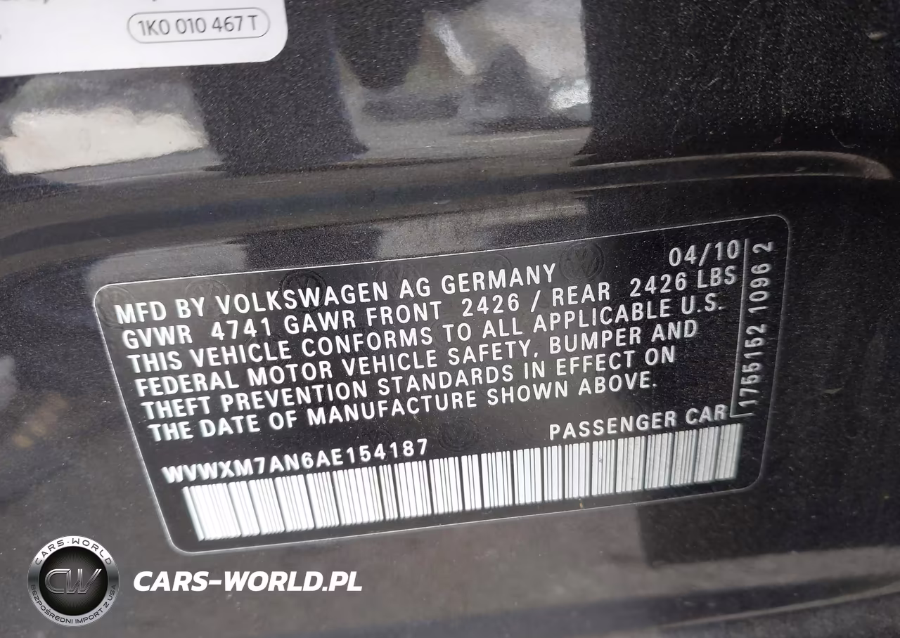 2010 Volkswagen Passat Komfort VIN:WVWXM7AN6AE154187 - 9