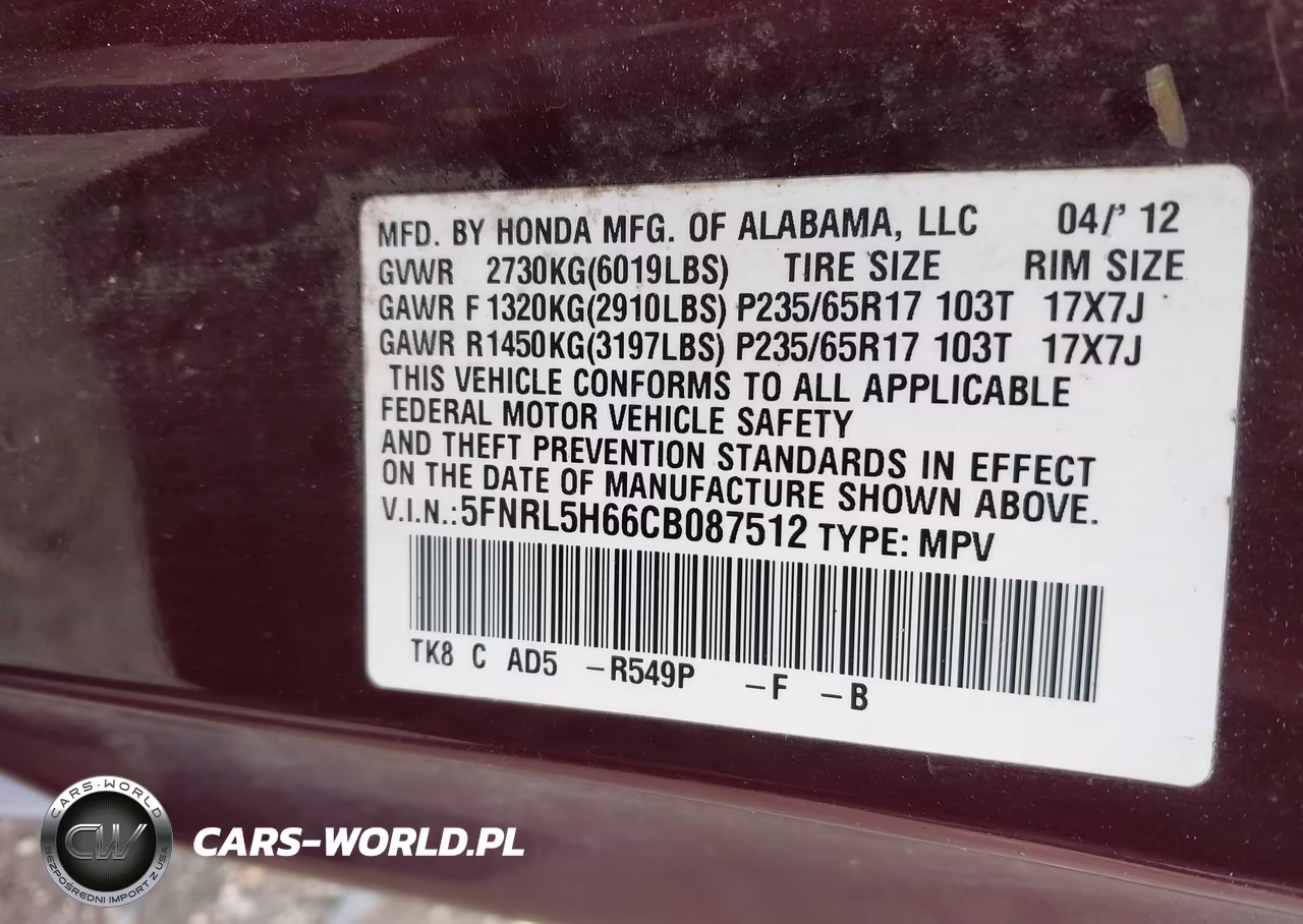 2012 Honda Odyssey Ex-L VIN:5FNRL5H66CB087512 - 9