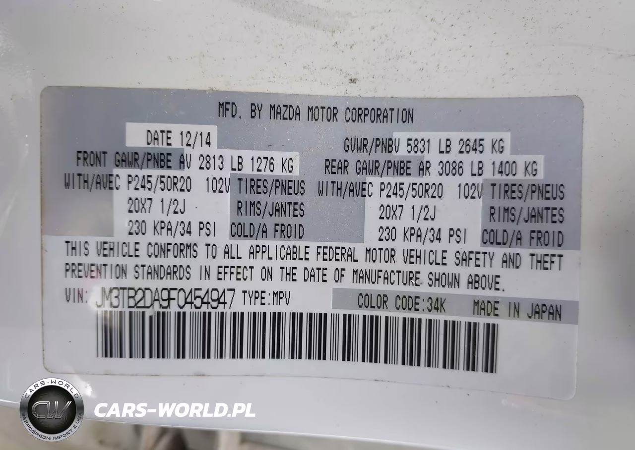 2015 Mazda Cx-9 Grand Touring VIN:JM3TB2DA9F0454947 - 9