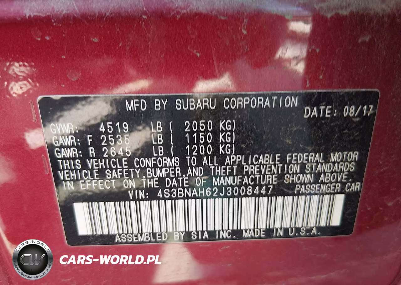 2018 Subaru Legacy 2.5I Premium VIN:4S3BNAH62J3008447 - 9