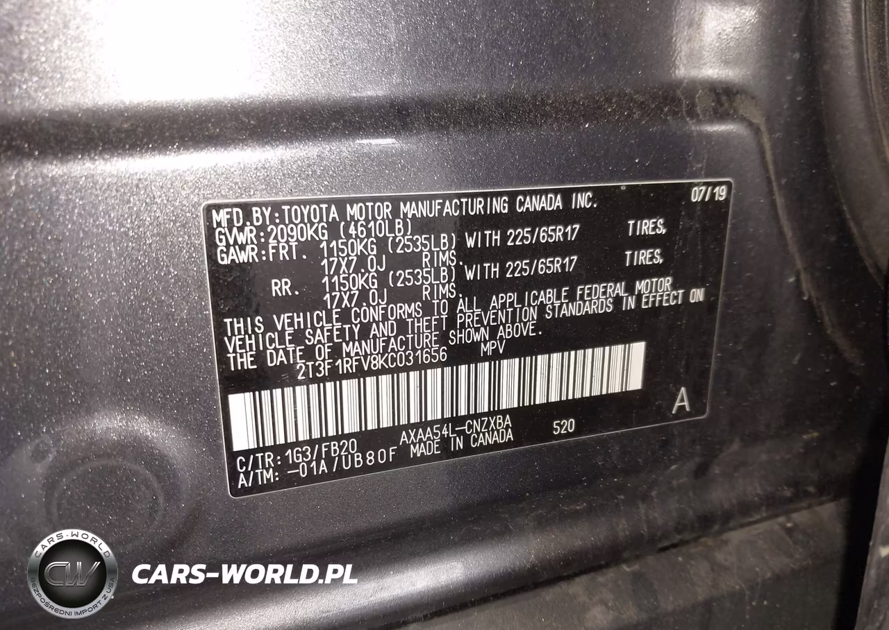 2019 Toyota Rav4 Le VIN:2T3F1RFV8KC031656 - 9