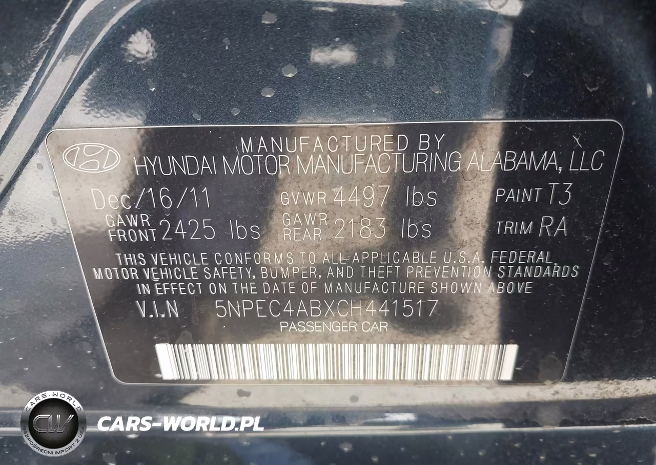 2012 Hyundai Sonata Se 2.0T VIN:5NPEC4ABXCH441517 - 9