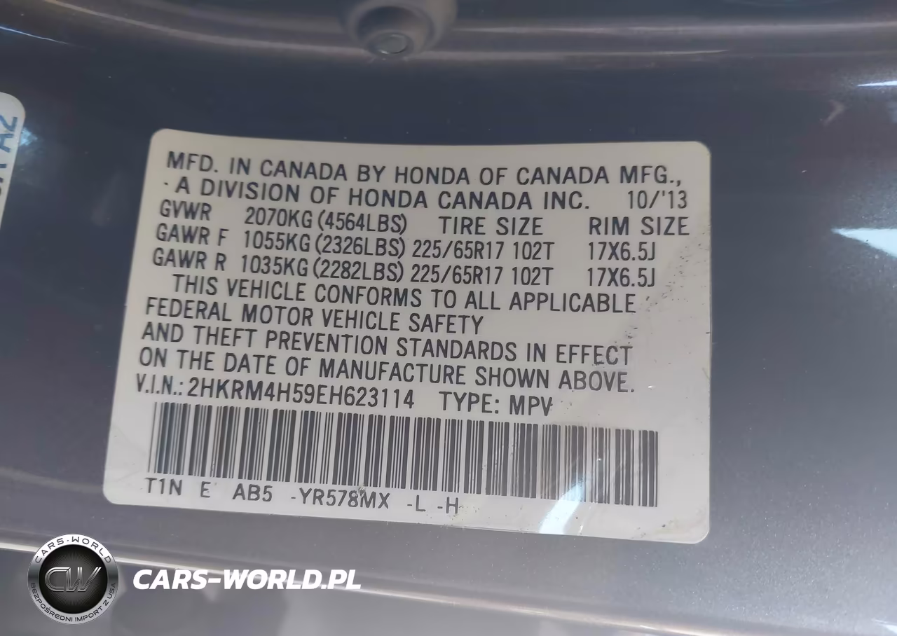2014 Honda Cr-V Ex VIN:2HKRM4H59EH623114 - 9