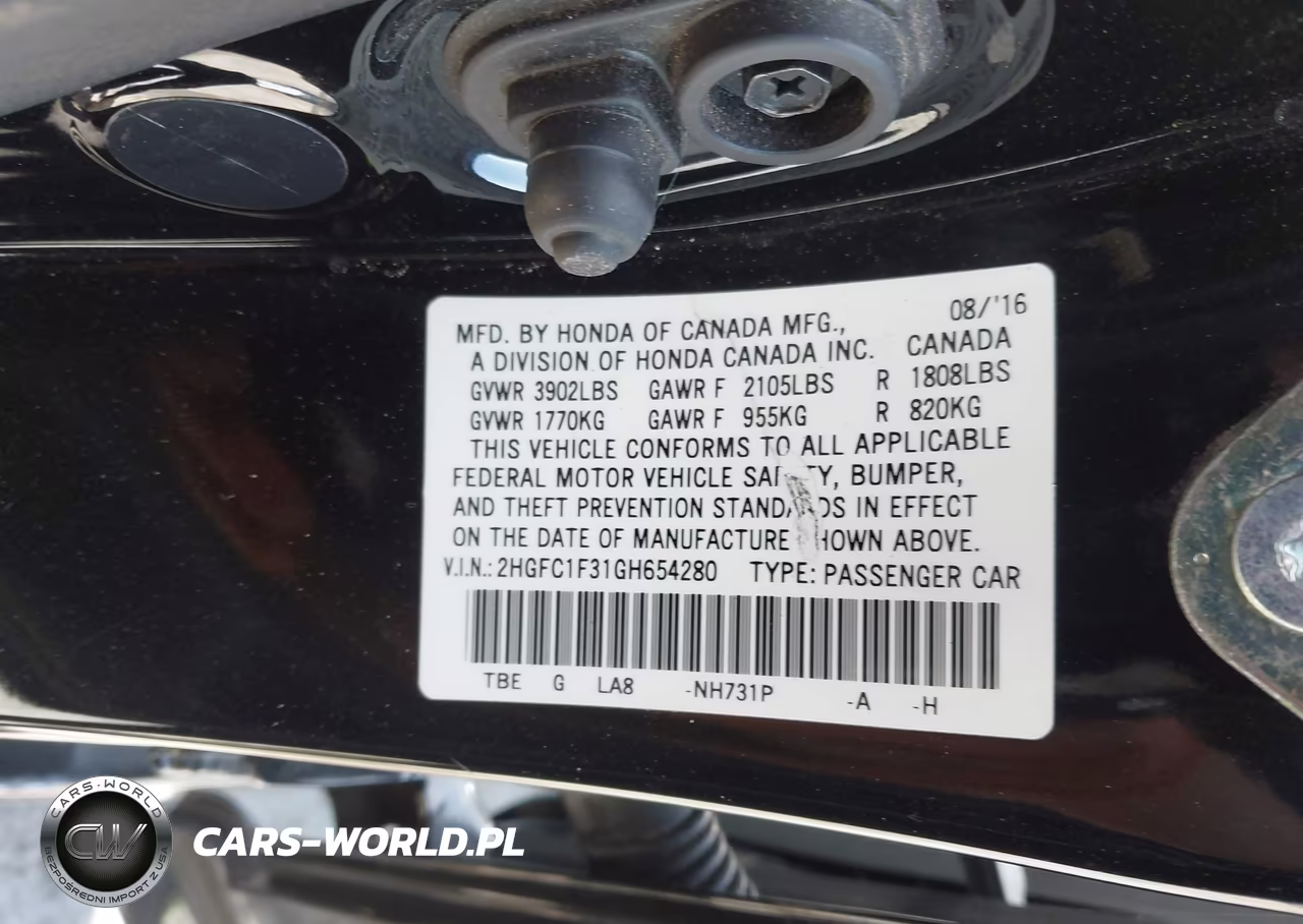 2016 Honda Civic Ex-T VIN:2HGFC1F31GH654280 - 9