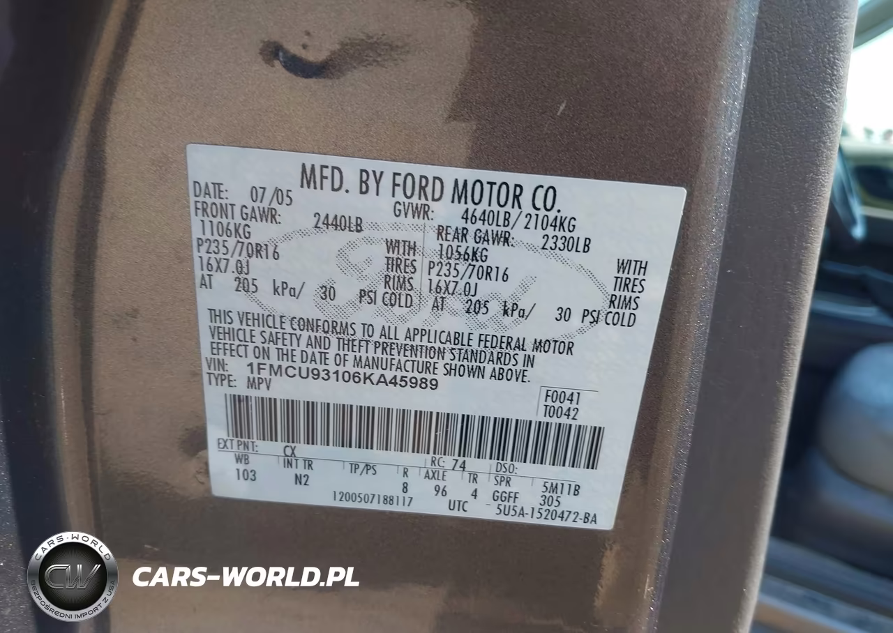 2006 Ford Escape Xlt-Xlt Sport VIN:1FMCU93106KA45989 - 9